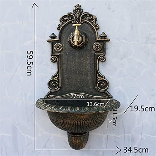 Antique Gold Cast Iron Wall Mounted Hand Sink Farm House Home Garden Decor Heavy Metal Wash Stand Handmade Wall Decor Wash Basin Wall Water Fountain - Image 2