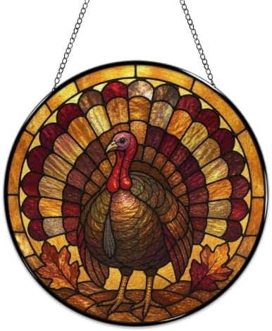 Turkey Stained Glass Suncatcher 11.8" Colorful Window Hanging Ornament, Sun Catcher Decor for Bathroom Front Door Living Room Home Wall Garden - Image 4