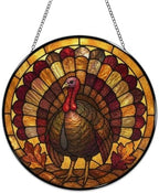 Turkey Stained Glass Suncatcher 11.8" Colorful Window Hanging Ornament, Sun Catcher Decor for Bathroom Front Door Living Room Home Wall Garden - Image 4
