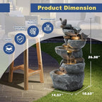 5 Tiers Cascading Rock Outdoor Water Fountain with Bird Decor - Image 2