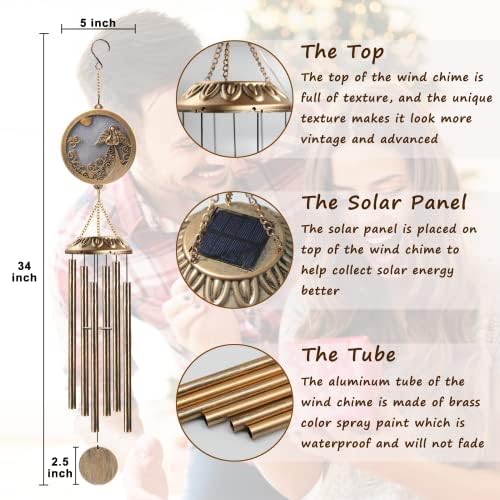 Wind Chimes, Solar Angel Wind Chimes Deep Tone, Memorial Gift for Mom/Grandma/Women, Windchimes Outdoor Clearance, Mother Garden/Patio/Yard Decor - Image 5