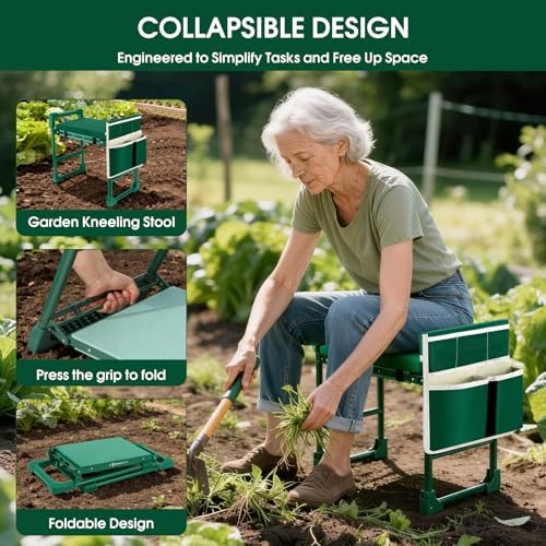 Garden Kneeler and Seat Heavy Duty 600LBS w/ Thicken Wide Soft Kneeling Pad - Image 6