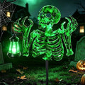 Halloween Skeleton Decorations Outdoor,Spooky Green Glowing Iron Skull by YJFWAL