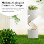 Glitzhome Outdoor Water Fountain, 31.25" H Modern Faux Terrazzo Spiral Shaped Outdoor Fountain with Pump and LED Lights,Polyresin Waterfall Fountain Water Feature for Garden, Patio, Porch Decor - Image 3