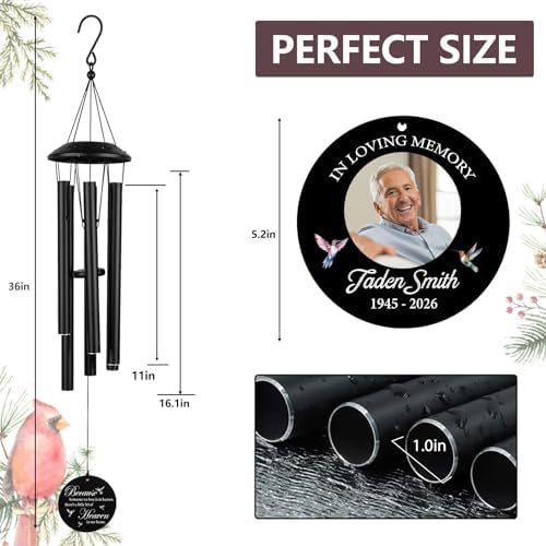 Customized Photo 32" Wind Chimes Memorial Mom Dad Gifts - Image 2