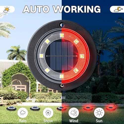 Flacchi Solar Lights Outdoor Waterproof，Red 12 Pack 2-in-1 Ground Lights - Image 2