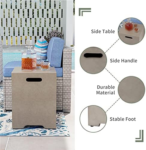 COSIEST 2-Piece Outdoor Propane Firepit Table Set w Tank Table, Certified, 42 inch Gray Fire Table (50,000 BTU) w 16 inches Tank Cover Side Table 20lb for Garden,Pool,Backyard - Image 5