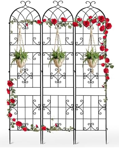 unho Metal 86.6 * 18.7" Garden Trellis 3-Packs for Climbing Plants by unho