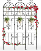 unho Metal 86.6 * 18.7" Garden Trellis 3-Packs for Climbing Plants by unho