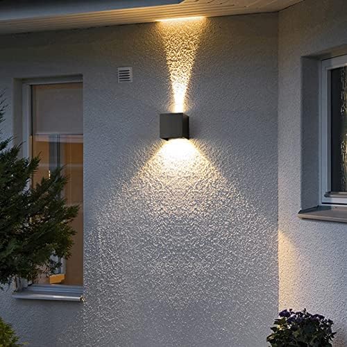 Mille Lucciole 4 Pack Outdoor Wall Lights Exterior/Interior LED Wall Sconces IP65 Waterproof Square Aluminum Wall Lamps Outdoor Lighting Fixture Up and Down Lights Modern Black 12W 3000K Warm Lights - Image 2