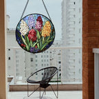 Hyacinth Stained Glass Window Hanging Suncatcher Gift for Women 15" - Image 3