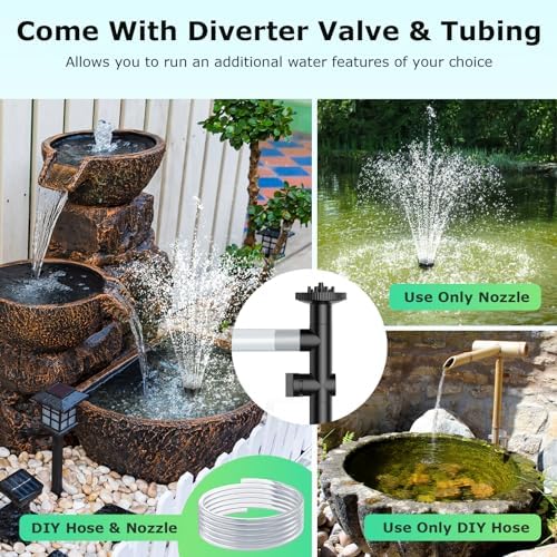 POPOSOAP 35W Solar Fountain Pump, 420GPH Solar Pond Pump with Dry-Run Protection, Solar Powered Water Pump with PVC Tubing, 17Ft Cord for Ponds, Garden, Hydroponics, Waterfall - Image 3