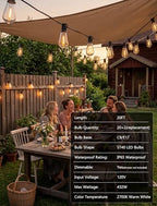 20FT ST40 LED Outdoor String Lights with 22 Shatterproof Vintage Edison Bulbs, Patio String Lights Waterproof for Backyard Porch Garden Balcony Party Bistro Decorations,2700K Warm White, Black Wire - Image 5