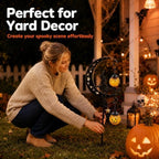 Halloween Solar Garden Stake Light Crescent Moon Black Witch - Image 6