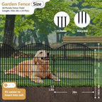 10 Panels Garden Fence Animal Barrier with Lock, 33in (H) x 24ft (L) Dog Fences Outdoor for Yard No Dig Rustproof Decorative Tall Metal Panel Border Rabbits Temporary Ground Stakes Fencing - Image 2