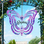 Personalized Dog Angel Paw Wind Spinner Sublimation Memorial Custom Name Years Kinetic Ornament Laser Cut 3D Outdoor Indoor Garden Yard Gifts (Butterfly Shape) by Handmadetneonsign