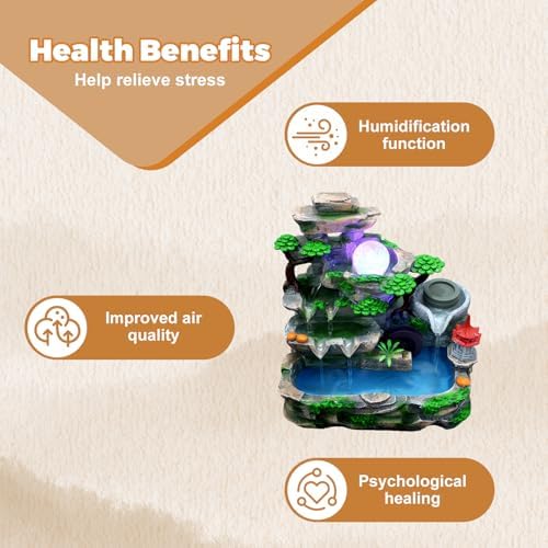 Indoor Rockery Waterfountain, Rockery Tabletop Fountains Desktop Fountain Waterfall with Atomization Effect Water Fountain Tabletop Fountain Ornament for Home Office Bedroom Decoration - Image 4