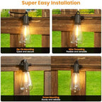 Kawaya Outdoor String Lights for Patio - ST38 Outside IP65 Waterproof Hanging Light with 2700k~6000k Dimmable - 50FT Led Edison Lights for Cafe Bistro Yard Gazebo Porch - Image 6