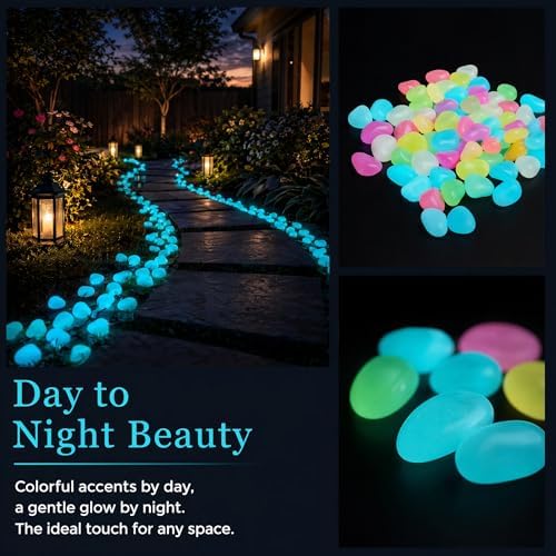 Glow in the Dark Rocks Outdoors, Decorative Night Guide Pebbles for Landscaping & Garden Pathway, Colored Glow Stonesfor Fish Tank, Aquarium Decor & Planters, Luminous Stones for Vases (800, Green) - Image 4