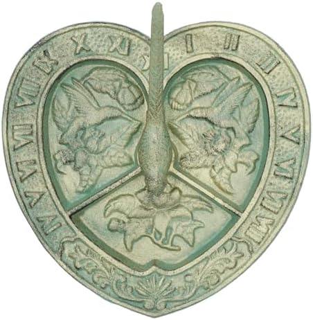 AB Tools Bird Heart Sundial Ornament Cast Iron Garden Yard Feature Statue Clock Metal - Image 2
