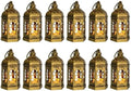 12-Pack Mini Gold Lanterns with Flickering LED Candles for Ramadan, Small Decorative Hanging Lanterns for Halloween, Christmas, Wedding, Lantern for Table Centerpiece, Garden Party Decor by ReperlaSpecialMiniSmallLanternDecoration