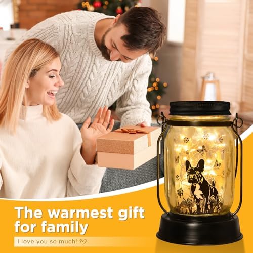 kyoryuger French Bulldog Frenchie Gifts for Women/Men French Bulldog Solar Lanterns Dog Mom Birthday Dog Lovers Lantern Pet Loss Pet Memorial Solar Garden Decor Yard, Patio,Backyard,Porch Torches - Image 5