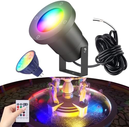12V RGB Pond Light Underwater, RGB+CCT Tunable 2700K-6500K MR16 LED Bulb with Remote Control, Submersible for Ponds, Waterfalls, Fountains, Well Light, Low Voltage Yard Landscape Lighting by Makergroup