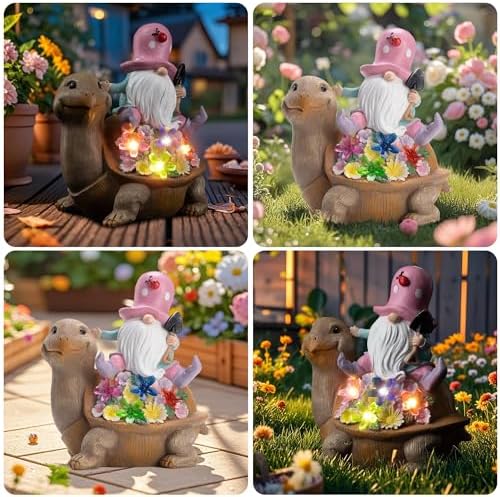 Etlemonde Solar Gnome Turtle Statue Garden Decor - Image 6