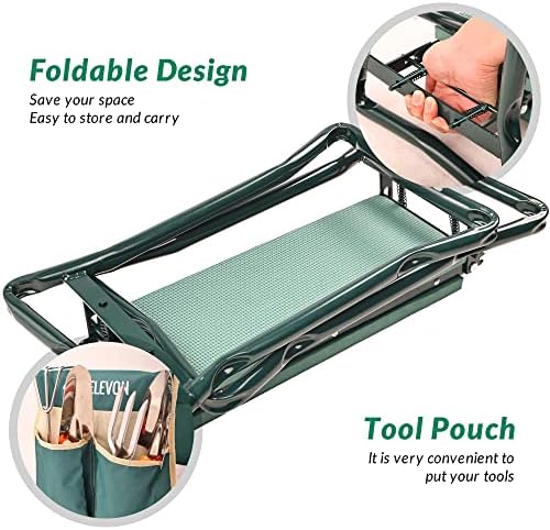 ELEVON Portable Garden Kneeler and Seat Heavy Duty Garden Bench with 2 Large Tool Pouches Prevent Knee & Back Pain Folding Sturdy Gardening Tools Gifts for Gardeners - Image 4