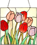 PA0004 Stained Glass Hanging Panel-12 Wx12 H Window Suncatcher Tiffany Style Window Ornament,Tulip Home Hanging Decorations by HomeBeauty