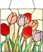PA0004 Stained Glass Hanging Panel-12 Wx12 H Window Suncatcher Tiffany Style Window Ornament,Tulip Home Hanging Decorations by HomeBeauty