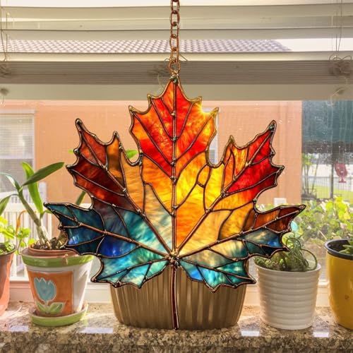 Rainbow Maple Leaf Acrylic Suncatcher - Image 4