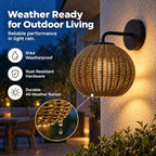 Outdoor Wall Light, Rattan-Style Wall Sconce for Covered Porches - Image 6