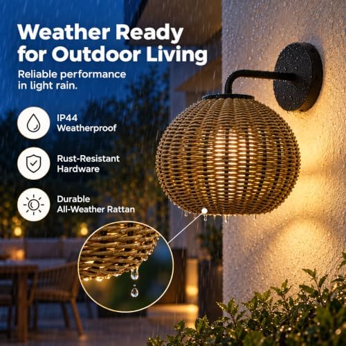 Outdoor Wall Light, Rattan-Style Wall Sconce for Covered Porches - Image 6