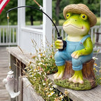 Frog Fisherboy Statue | Outdoor Garden Decor, Resin Animal Statue, Pond Ornaments, Poolside Garden Decor, Koi Fish Pond, Unique Fisherman Gifts - Image 4
