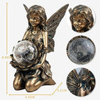 Suyorpe Garden Statues Outdoor Flower Fairy Decor,Solar Powered Outdoor Resin Statues-Patio Lawn Yard Porch, Funny Fairies Ornaments Figurines for Outside Garden Gifts,8.31 Inches Tall - Image 2