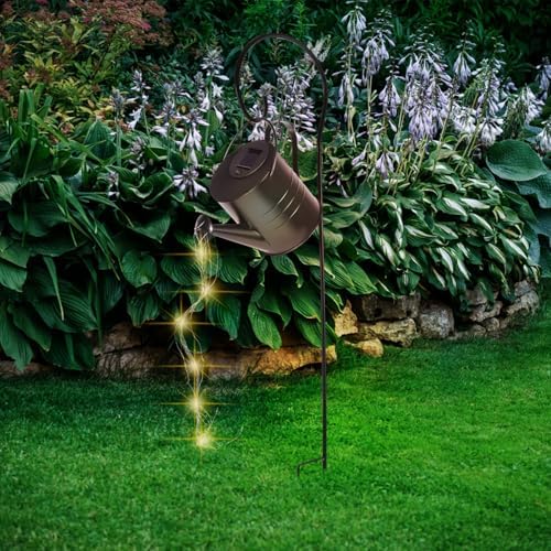 Solar Watering Can Lamp Metal Black Decorative Yard Lighting - Image 5