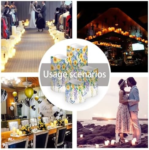 Sunflower Butterfly Flameless Candles Battery Operated Decorative Remote LED Candles with Flickering Flame Pack of 4 for Parties Home Public Elegant Events 2.95x2.95x2.87 Inch Holiday Gifts - Image 7