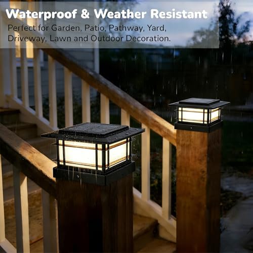 Dynaming 4x4 Solar Post Cap Lights Outdoor with 2 Color Modes, 12 Pack Fence Post Solar Lights Black Shell Fit for Vinyl/Wooden Posts, High Brightness SMD LED Lighting Decor for Garden Deck Patio - Image 4