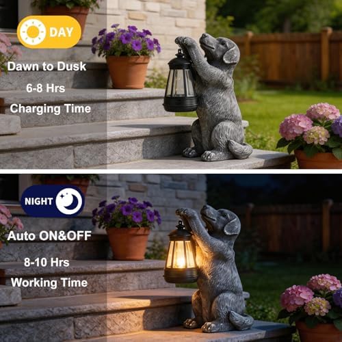 Solar Dog Outdoor Statue, Garden Dog Figurines with Lantern - Image 4