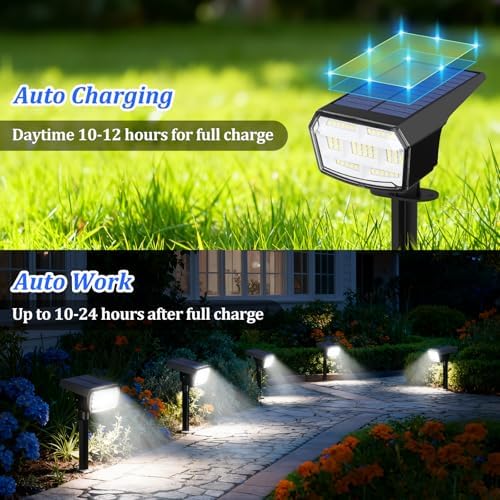 6-Pack Solar Spot Lights Outdoor Waterproof, Landscape Spotlight Cool White - Image 5