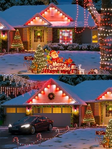 Solar Christmas Lights Outdoor 4 Pack 132FT 400 LED String Lights Red White - Image 5