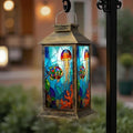 Solar Lantern Outdoor Waterproof Stained Glass Fish Jellyfish Vibrant Colors Garden Decor LED Hanging Solar Lights Tabletop Lamp Gifts for Women Mom Outside Yard Patio Porch by DERUINVAIO