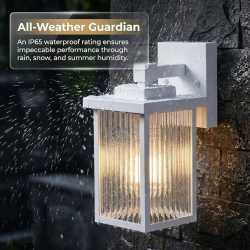 2 Pack White Porch Light, Rust-Resistant Outdoor Wall Light - Image 3