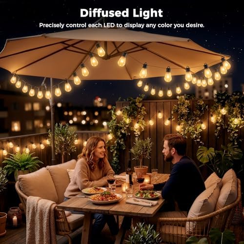 CDN Outdoor String Lights 80FT, RGBW Smart Patio Lights with 30 LED Bulbs - Image 6