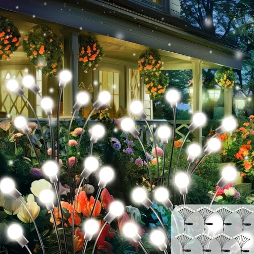 8 Pack Solar Garden Lights, 64 LED Firefly Lights Solar Outdoor Waterproof by BOSSERN