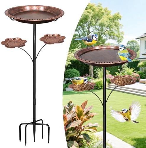 Bird Bath for Outside,Birdbaths with 2 Detachable Flower Feeders by Unknown