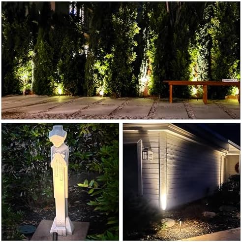 GKOLED Mini Size Brass Landscape Spotlight, Low Voltage 12V AC/DC Outdoor Directional Up Light, 180 LM, 3W MR8 LED Bulb ABS Ground Stake, 2700K Warm White, Garden Patio Trees Spot Uplight - Image 5