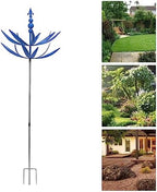 Blue Iron Windmill, 360 Degree Rotation Wind Spinner, Kinetic Wind Sculpture, Metal Yard Art Decor, Weather Ornament for Garden Lawn Patio Backyard Outdoor Landscape Decoration. - Image 5