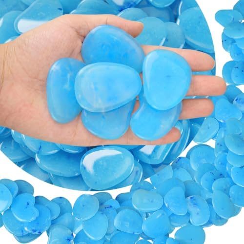 Landical 100 Pcs Large Glow in The Dark Rocks 1.8 Inch Garden Stones,Blue by Landical